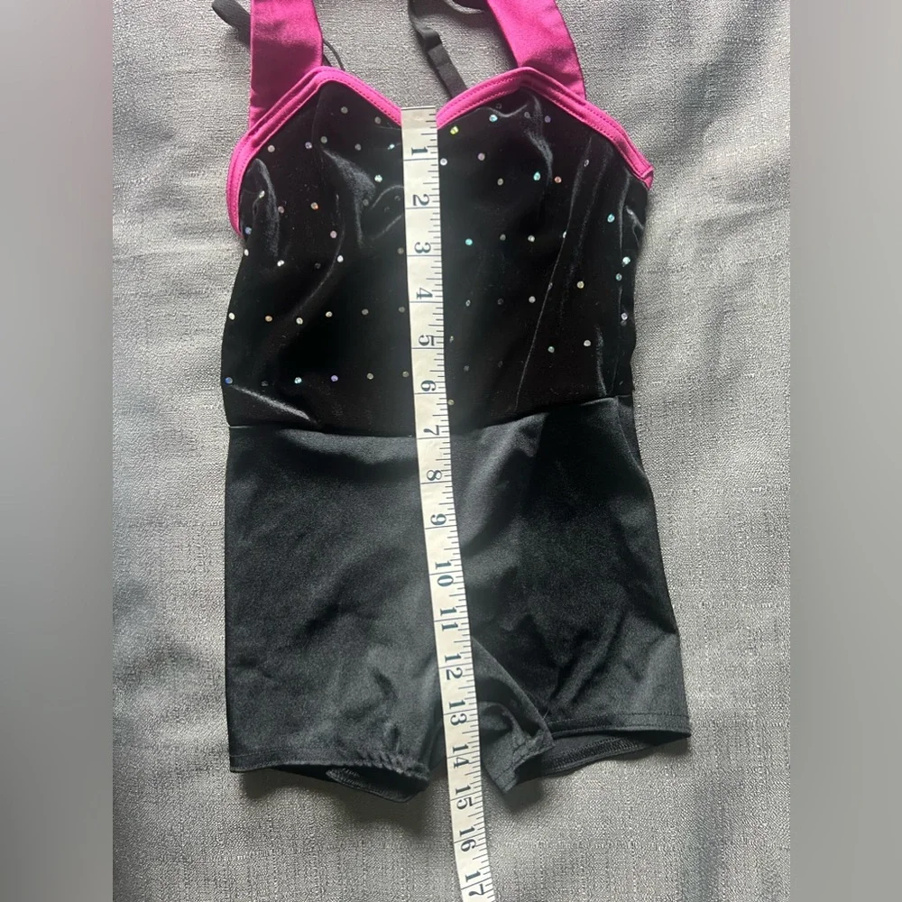 Weissman Hip Hop girl halter black leotard sparkle sequins size SC
